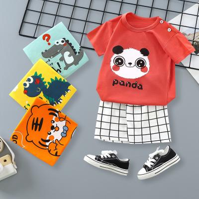 China 100% Cotton Children's Clothing Baby Casual Clothes Kids Wear T-shirts + Shorts Sleeve Pants Sets Summer Suits For Boy for sale