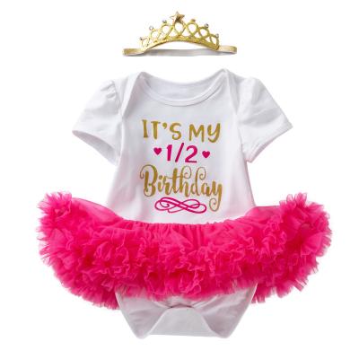 China New Birthday 2 piece breathable gear dresses 1 year old baby. girl birthday baby clothes for sale