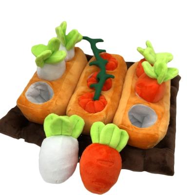 China Puppy Chew Toy Fruit Vegetable Squeak Toys Pet Toys Plush Radish Viable Litter for sale