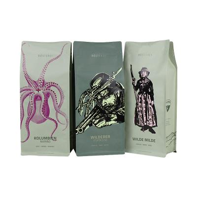 China High Quality 250G UV Finished Food Wrapping Paper Rice Paper Coffee Pouch With One Way Valve And Zipper for sale