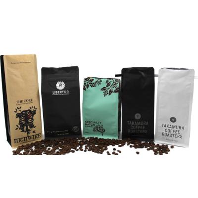 China Professional Personalized Custom Coffee Square Shape Flat Bottom Coffee Packaging Coffee Bean Bags for sale