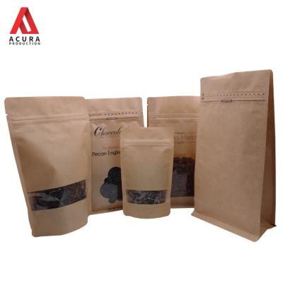 China Eco - Friendly Recycled Materials 8oz 250g Paper Kraft Bag With Clear Window For Tea Packaging for sale