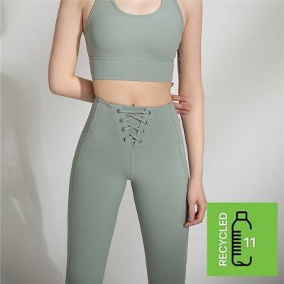 China Breathable Vest Bra Air Eye Hollow Back Crisscross Threading Design Yoga Leggings Sustainable Eco Friendly Apparels for sale