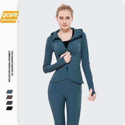 China Breathable Hooded Sports Long Sleeve Yoga Jacket Suit Girls Outdoor Fitness Pocket Active Wear for sale