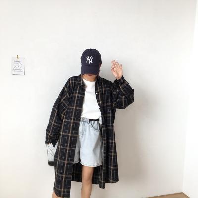 China Japanese Style Fashion Plaid Long Shirt Viable Coat Korean Oversized Shirt Outfit for sale