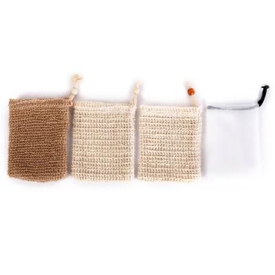 China Recyclable Wholesale Sisal Soap Bag Natural Soap Mesh Bag For Promotion for sale