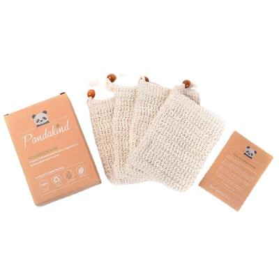 China Household Wholesale Customize Size Exfoliating Soap Bag Natural Sisal Mesh Soap Bag for sale