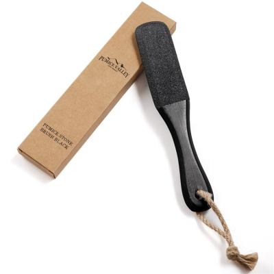 China EXFOLIATING feet care tool professional wooden handle doubl side emery exfoliating scrub foot file for sale