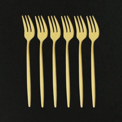 China Tropical Tea Fork Dinnerware Set Stainless Steel Small Fruit Fork Dinnerware Set Set Cake Snack Gold Salad Fork Flatware Set for sale