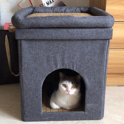 China Cat Villa Summer Two-Decker Cat Bed Pet Stored Room from Cat Supplies House Closed Nest for sale