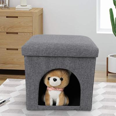 China Creative Semi-enclosed Room Stored Pet Cat Nest Foldable Villa Cat Teddy Dog Nest Stool Folding Supplies for sale