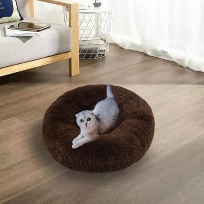 China Removable Round Winter Stocked Cat Mat Dog Kennels Warm Plush Cat Dog Kennel Pet Nest Pet Bed for sale