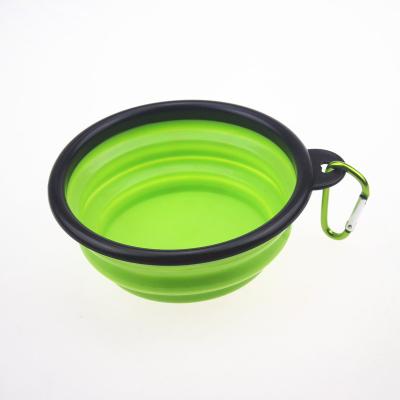 China Black Silicone Folding Bowl Pet Portable Silica Gel Sight Dog Bowl Eating Utensils Pet Utensils Out of Carabiner Folding Bowl for sale