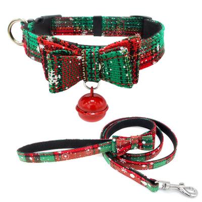 China Stocked 2021 Luxury Pet Collar Buckle Snowflake Xmas Collar Dog Bow Eco-Friendly Christmas Pet Supplies for sale