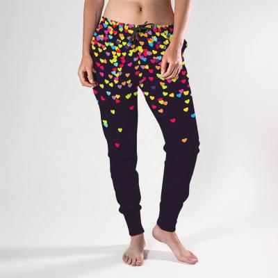 China Hot Selling Anti-Wrinkle Elastic Waist Milk Silk Sweatpants Women Printed Joggers Casual Sweatpants For Women for sale