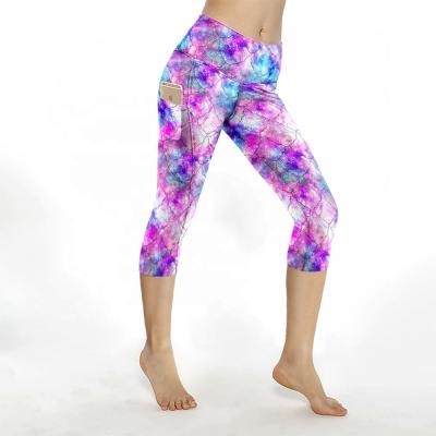 China Women Breathable Tie Dye Printed Pants With Pocket Waist Seamless High Butt Gaiters Crac! crack! with custom logo for sale