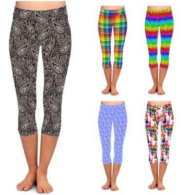 China High-waisted Breathable Custom Logo Fitness Capris Sustainable Paisley Printed Leggings Fabletics Leggings For Women for sale