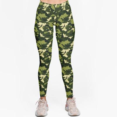 China Breathable Wholesale Custom Pattern 220-230gsm Double Side Brushed Milk Silk Leggings Camouflage Gym Fitness Womens Yoga Pants for sale