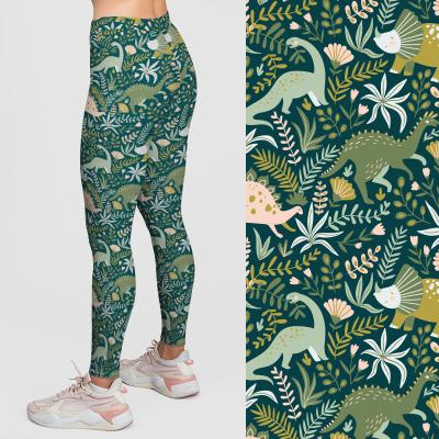 China Antibacterial Customized Tight High Waist Yoga Pants Dinosaur Pattern Butt Lift Custom Printed Sport Gaiters For Women for sale