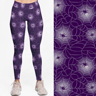 China Tik Tok Logo Custom Sport Legging Antibacterial Workout Yoga Pants Halloween Spider Print V Cut Soft Buttery Leggings Sets For Women 2021 for sale