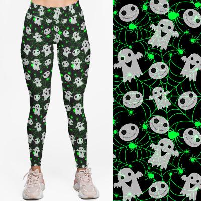 China Antibacterial Women Butt Yoga Pants Gym Gaiters Deportivos Halloween Ghost Custom Printed Warm Gaiters For Winter for sale