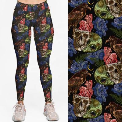 China Tummy Control Antibacterial Warm Leggings Alien Skull Print Seamless High Waist Sports Pants Butt Crack! crack! halloween yoga spats for sale