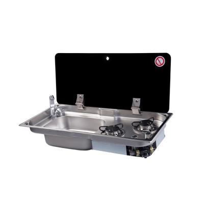 China RV Stainless Steel RV Gas Stove With Sink Include Faucet LPG Cooker In RV Boat Yacht Gas Stove for sale