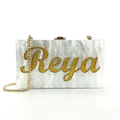 China Luxury Clutch Bags OC3574 Elegant Custom Name Acrylic Bag Made in Canton Evening Clutches Manufacturer for sale