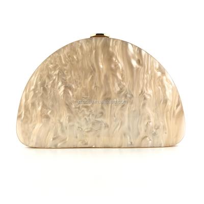 China Wholesale Luxury Cheap Online Store Price Beautiful Oval Girls Beige Acrylic Clutch Bags OC4182 Purses for sale