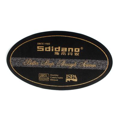 China Viable Custom Luxury Private Logo Garment Label Damask Brand Large Gold Yarn Factory Price Woven Label For Coat for sale