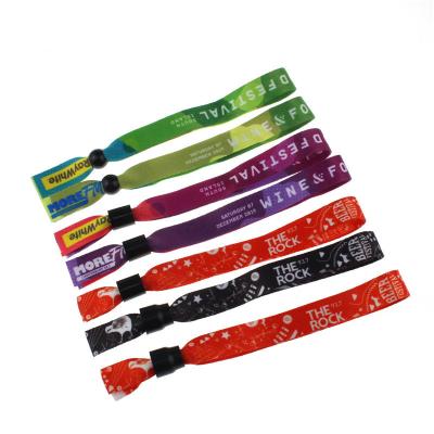 China Fashion Manufacturer Hot Sale No MOQ Cheap Price Custom Logo Gradient Color Print Fabric Wristband Woven Wristband For Events for sale