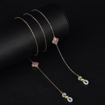 China high quality modern 14k chain+silicone buckle+zircon eyeglass chain protection sleeves 2021 gold filled detailing device glasses strap accessories for sale