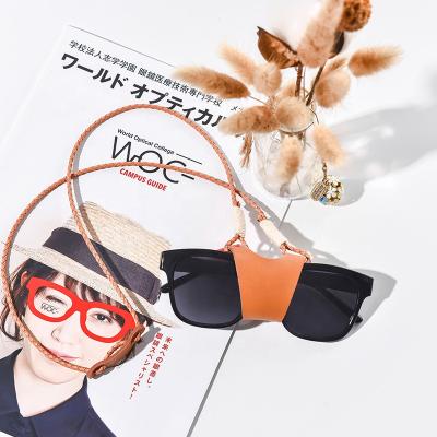 China Two Layer Cowhide Glasses High Quality Formal Square Gable Glass Fashionable Genuine Leather Accessories for sale