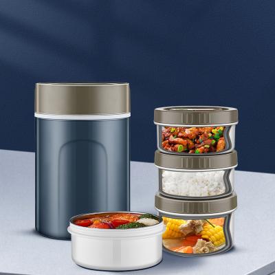 China New Arrival 2 or 3 Tier Kids Microwavable Insulated Porter-all Lunch Box Container Stainless Steel Tiffin Bowl Set for sale