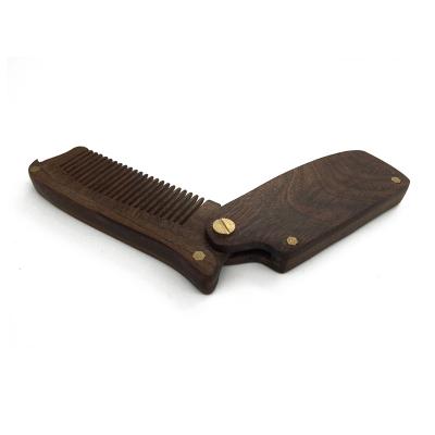 China New Style WB200-560 White Black Ebony Wood Comb Folding Wooden Comb Pocket Beard Comb Home for sale