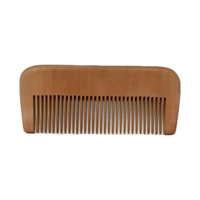 China Home WB100-55 Customized Your Logo Natural Peach Wooden Hair Beard Comb for sale