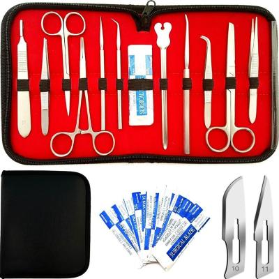 China Advanced Student Kit With Scalpel Knife Handle - 11 Stainless Steel 22 Pcs Dissection Kit For Anatomy Biology Medical Blades - Case - Lab Veter for sale