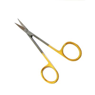 China 11.8cm Handle 11.8cm Iris Scissors Sharp Curved Blade Re-usable Gold Stainless Steel Scissors Surgical Instruments YES-116 for sale