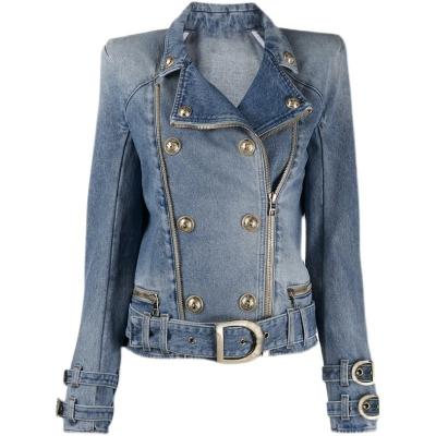 China Fashion Biker Jacket Lion Buttons Runaway Outfit High quality Dropshipping version of designer women's denim jackets Anti-wrinkle crop jackets for sale