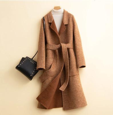 China Factory wholesale drop shipping high quality color wool fabric Anti-wrinkle long coat for women 100% wool for sale