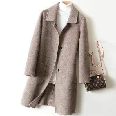 China Breathable High Quality Wool Short Double Breasted Coat Low Price Fashion Ladies Long Winter Coat for sale