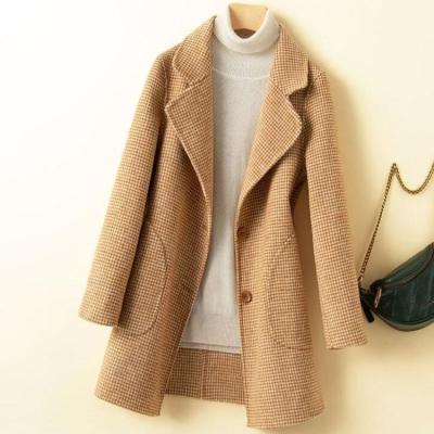 China Best Breathable And Cheapest Cashmere Coat Wool Plaid Jacket Coat Fashion Womens Long Coat for sale