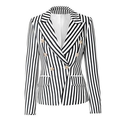 China Hot sale low price professional women's blazer anti-shrinkage wholesale women's double-breasted striped blazer for sale