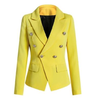 China Best Women's Anti-Shrink Coats And Blazers Formal Yellow Women's Dress Double Breasted Jackets for sale