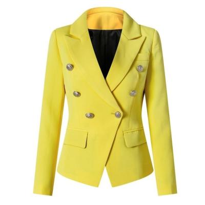 China New Style Fashion Casual Slim Fit Smart Yellow Women's Blazer Anti-Shrink 2022 Cross-Breasted Wholesale for sale