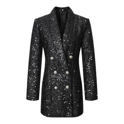 China new hot Anti-wrinkle plus size glitter jacket sequin jacket high fashion women's fashion sequin blazer for sale