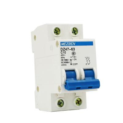 China 4.5KA/6KA dz47 noly flame retardant pole mcb 2 50/60 hz miniature circuit breaker for sale