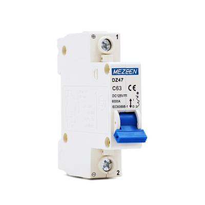 China Professional Fireproof Cover Circuit Breaker Manufacturer Manual Transfer MCB Switch 1P 63A 125V DC 6kA Miniature Circuit Breaker for sale