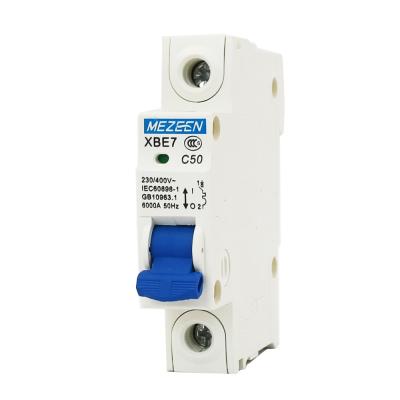 China Wholesale XBE7 1P Changeover Circuit Breaker Mini MCB Flame Retardant Plastic Switch 50A Breaker Switch for sale