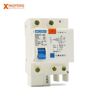 China DZ47LE 1P+N copper material rcbo 6-63a copper dc miniature circuit breaker for sale